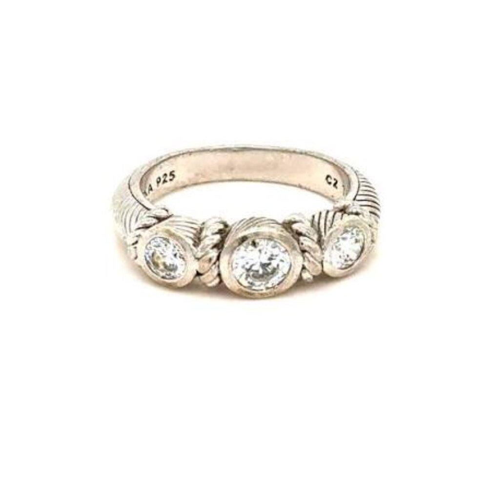 Vintage Judith Ripka Sterling Silver 3 CZ Stone circa late 90's Ring Size 6 - Picture 6 of 10